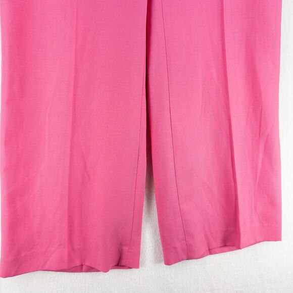 Talbots Greenwich Pants 10P Pink Geranium Linen Wide Leg High Waist NWT - Picture 5 of 12